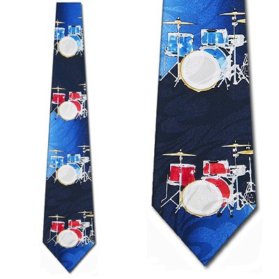 1728-102: Drum Set Ties Navy Music Drummer Drums Necktie by Steven Harris