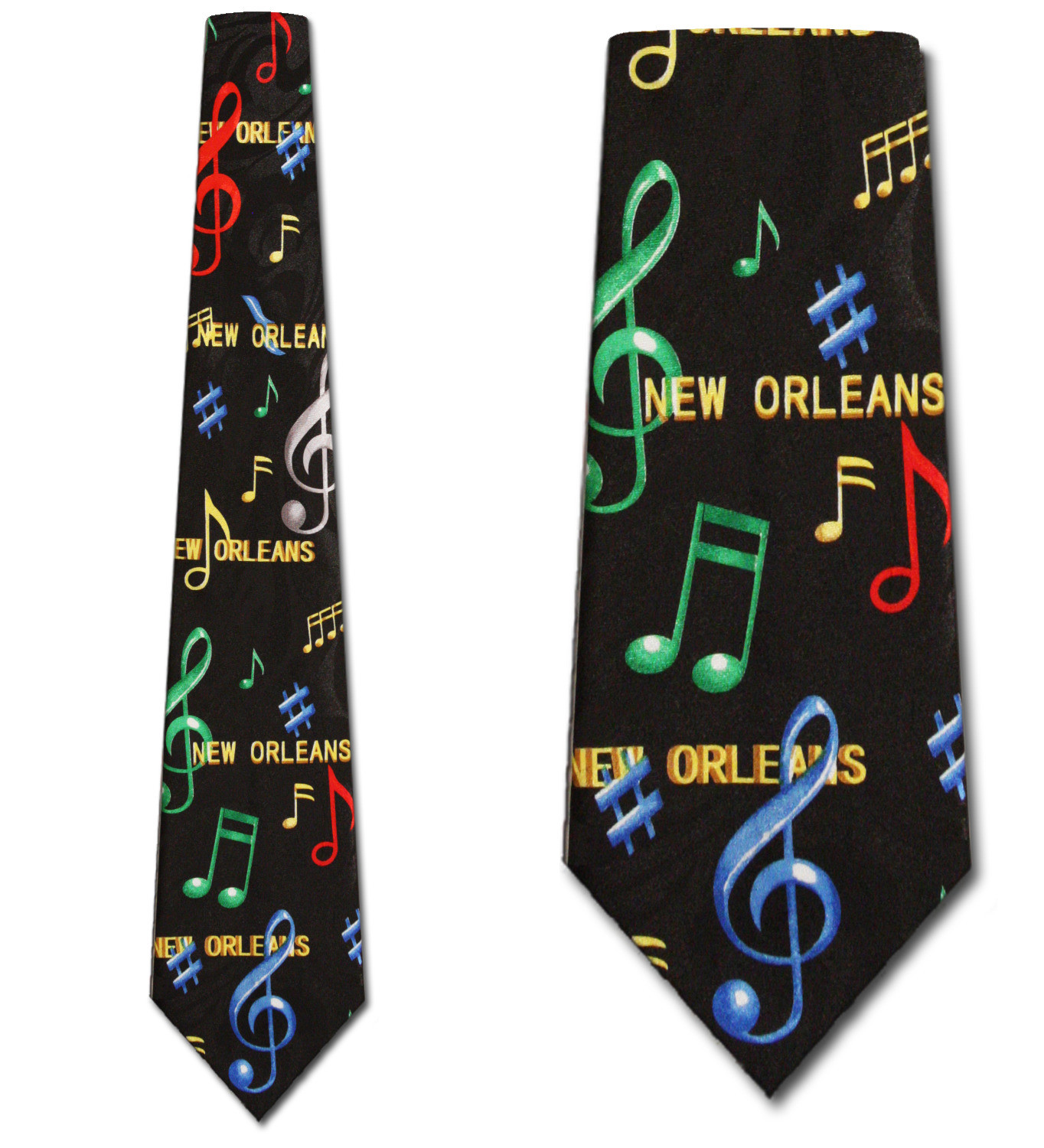 1732-100: Musical Notes Ties New Orleans Neckties Black by Steven Harris