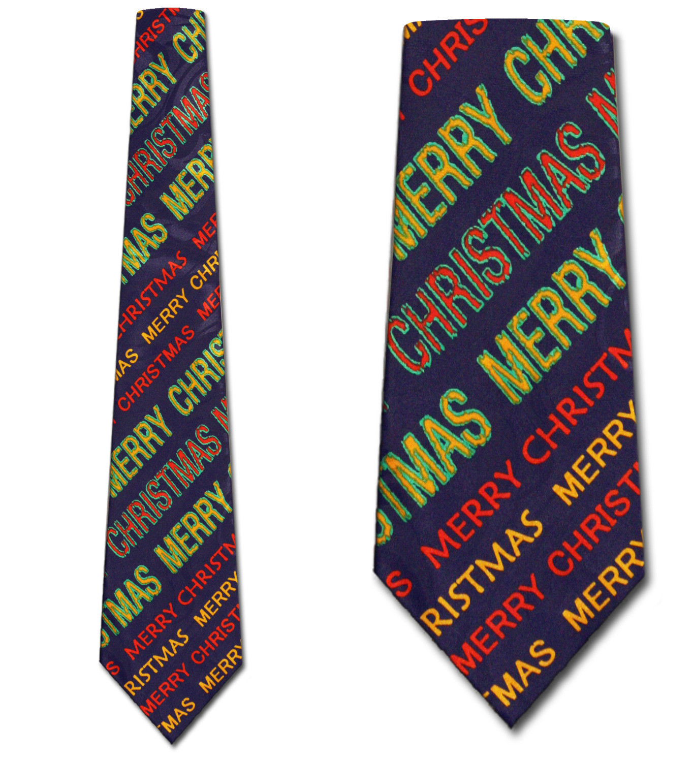 1739-102: Merry Christmas Ties Diagonal Holiday Neckties Navy by Steven Harris