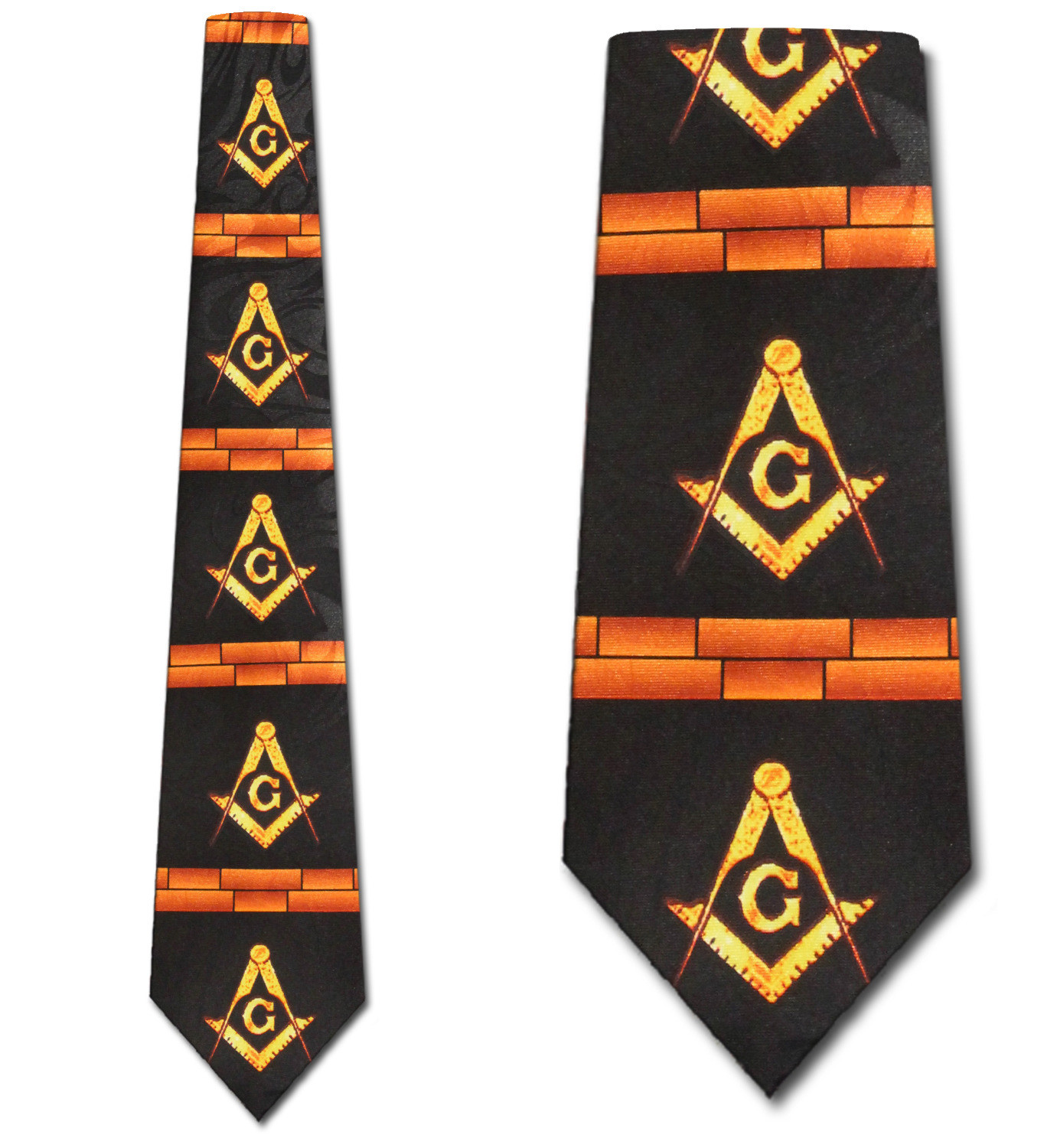 1764-100: Mason Ties Black Brick Stripe Necktie by Steven Harris