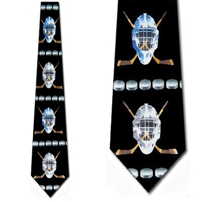 1765-100: Hockey Mask Ties Masks Pucks Sticks Necktie by Steven Harris