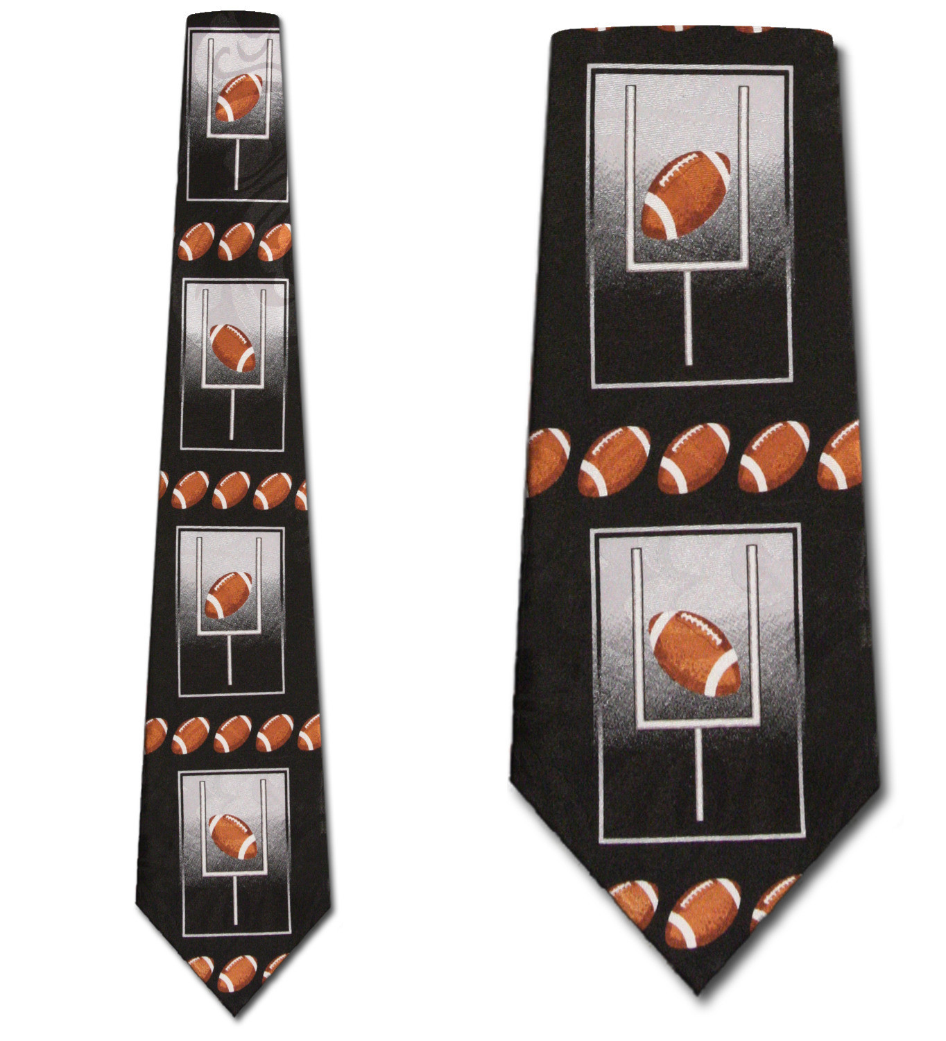 1766-100: Football Neckties Field Goal Balls Tie Black by Steven Harris