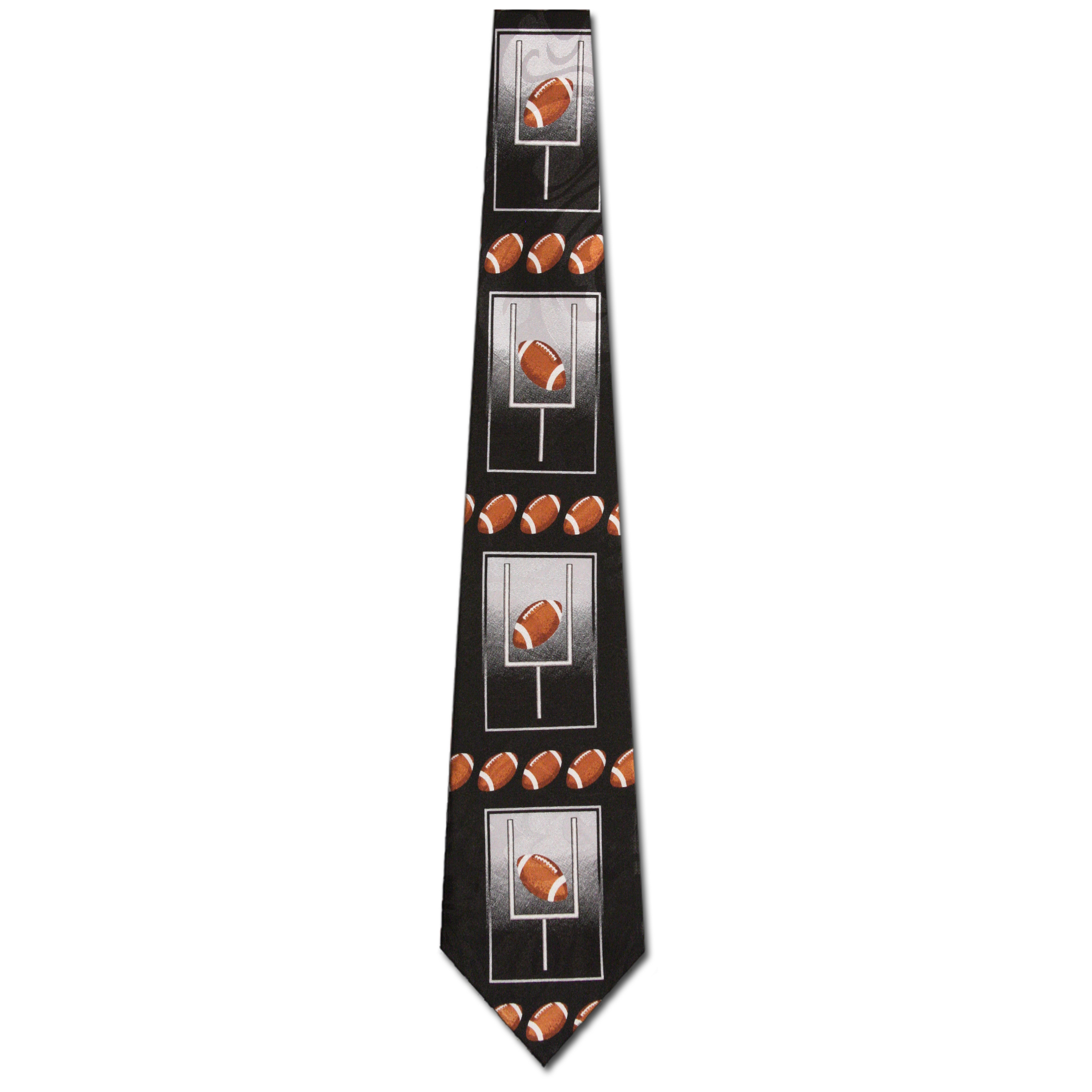 1766-100: Football Neckties Field Goal Balls Tie Black by Steven Harris at Abcties.com