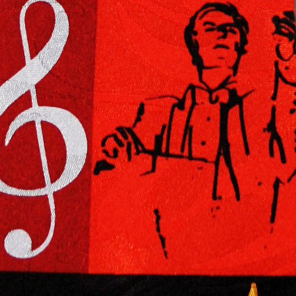 1769-100: Trombone Collage Tie Red Trombones Neckties by Steven Harris