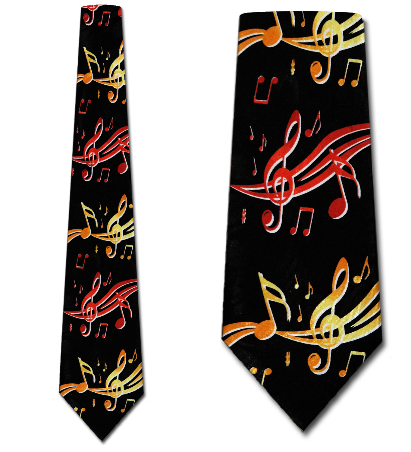 1772-100: Flowing Musical Notes Tie Black Brilliant Note Necktie by Steven Harris