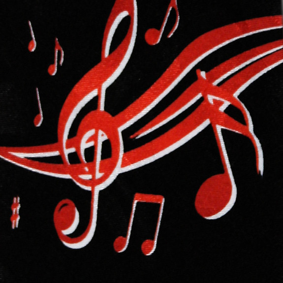 1772-100: Flowing Musical Notes Tie Black Brilliant Note Necktie by Steven Harris