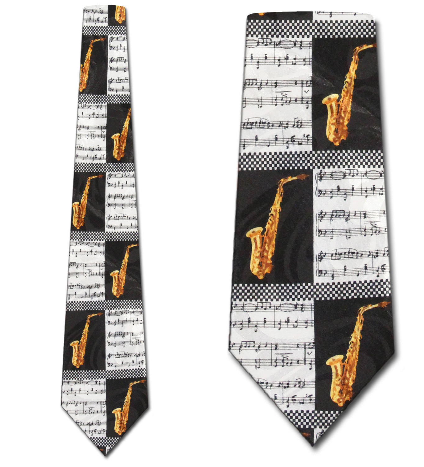 1773-100: Saxophone Ties Sheet Music Neckties Blocks Black by Steven Harris at Abcties.com