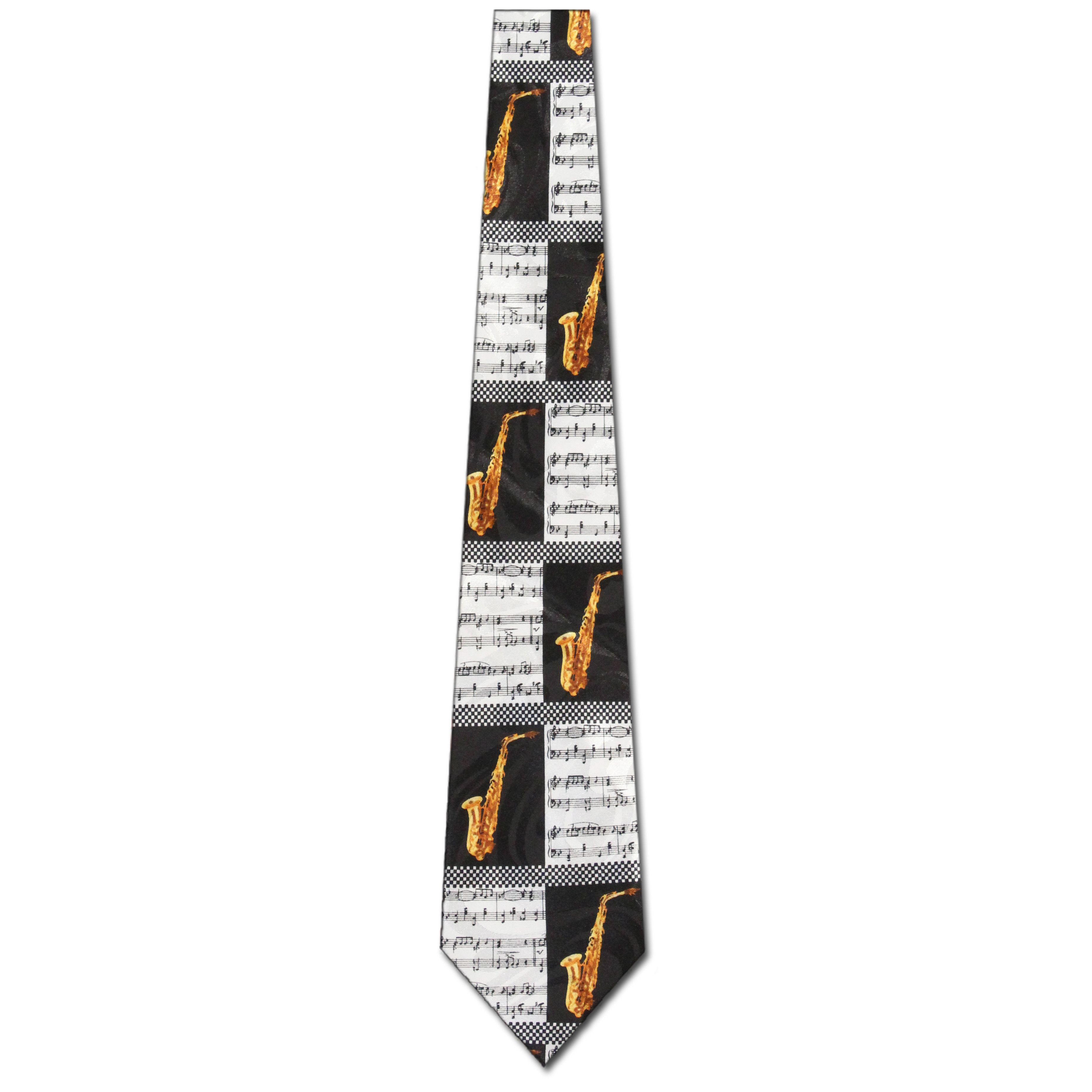 1773-100: Saxophone Ties Sheet Music Neckties Blocks Black by Steven Harris at Abcties.com