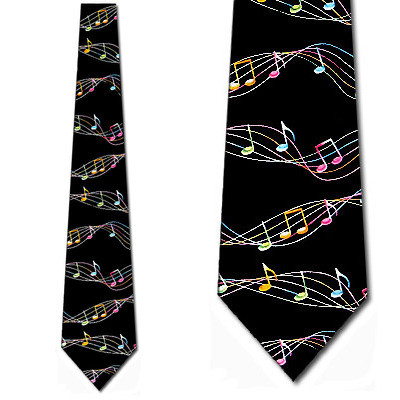 1774-100: Musical Stripe Ties Black Notes Colorful Neckties by Steven Harris