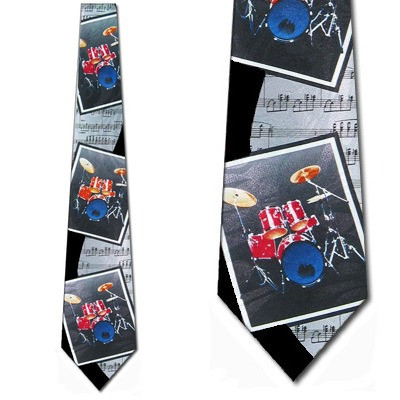 1775-100: Drum Ties Drummer Drum Set Neckties by Steven Harris