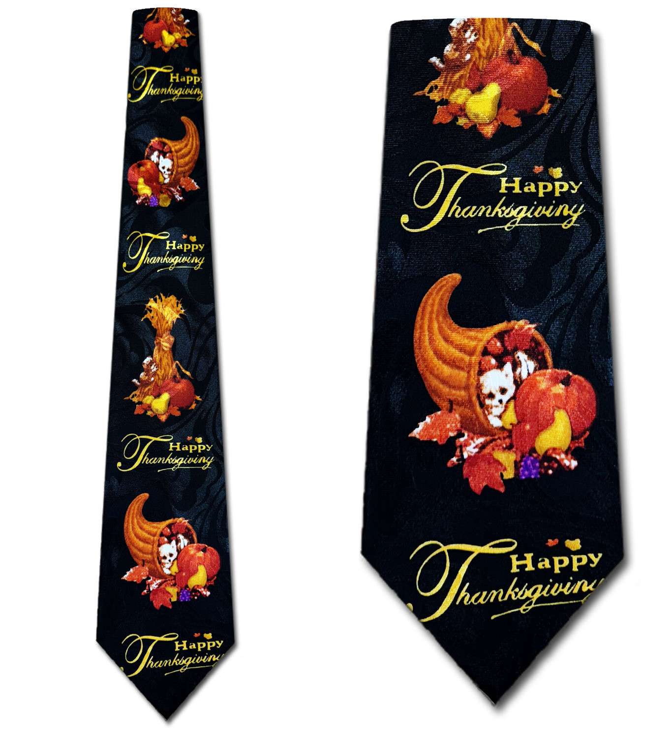 1788-100: Thanksgiving Ties Black Fall Cornucopia Neckties by Steven Harris