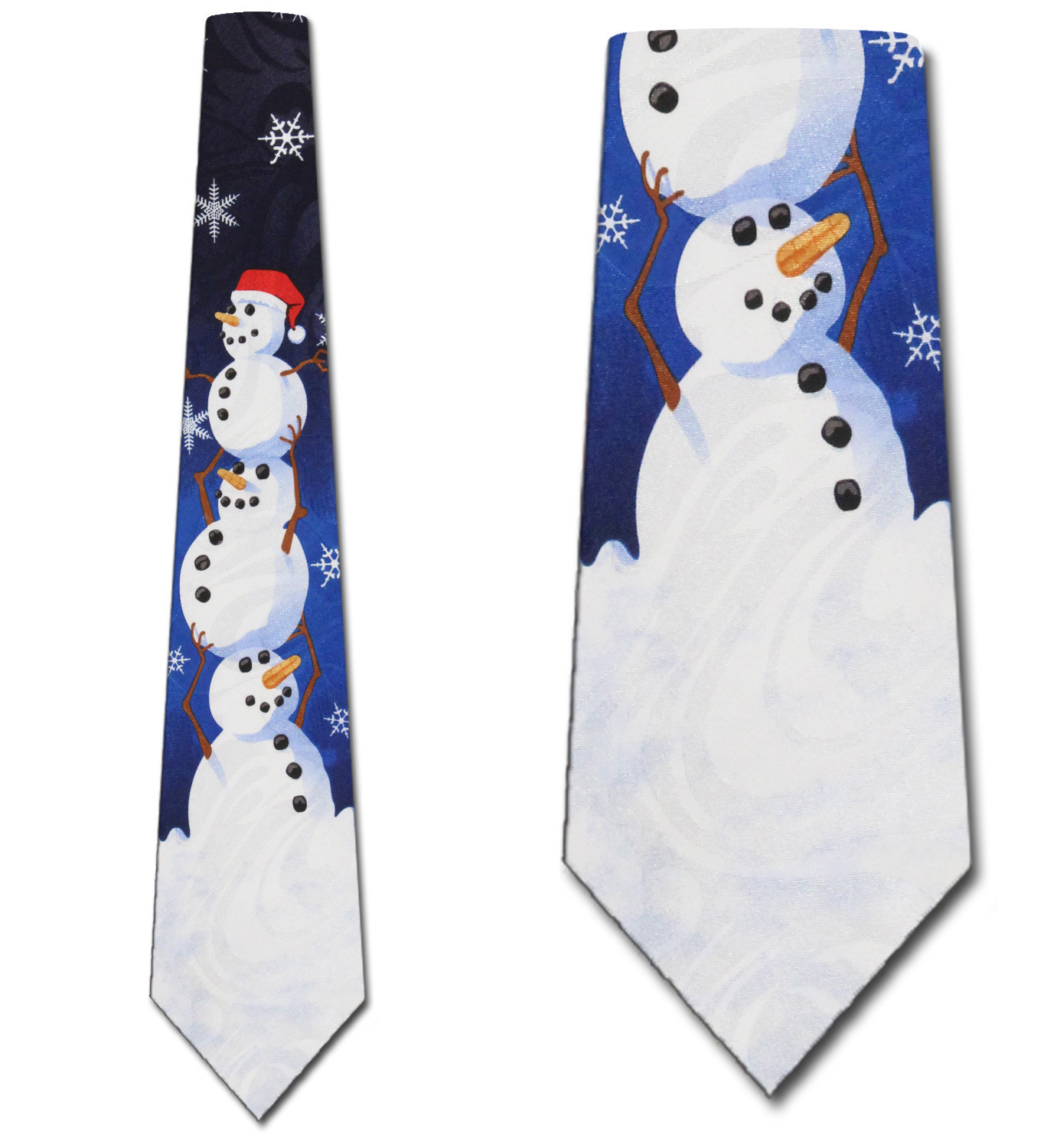 1790-102: Big Snowmen Ties Snow Winter Neckties Navy by Steven Harris