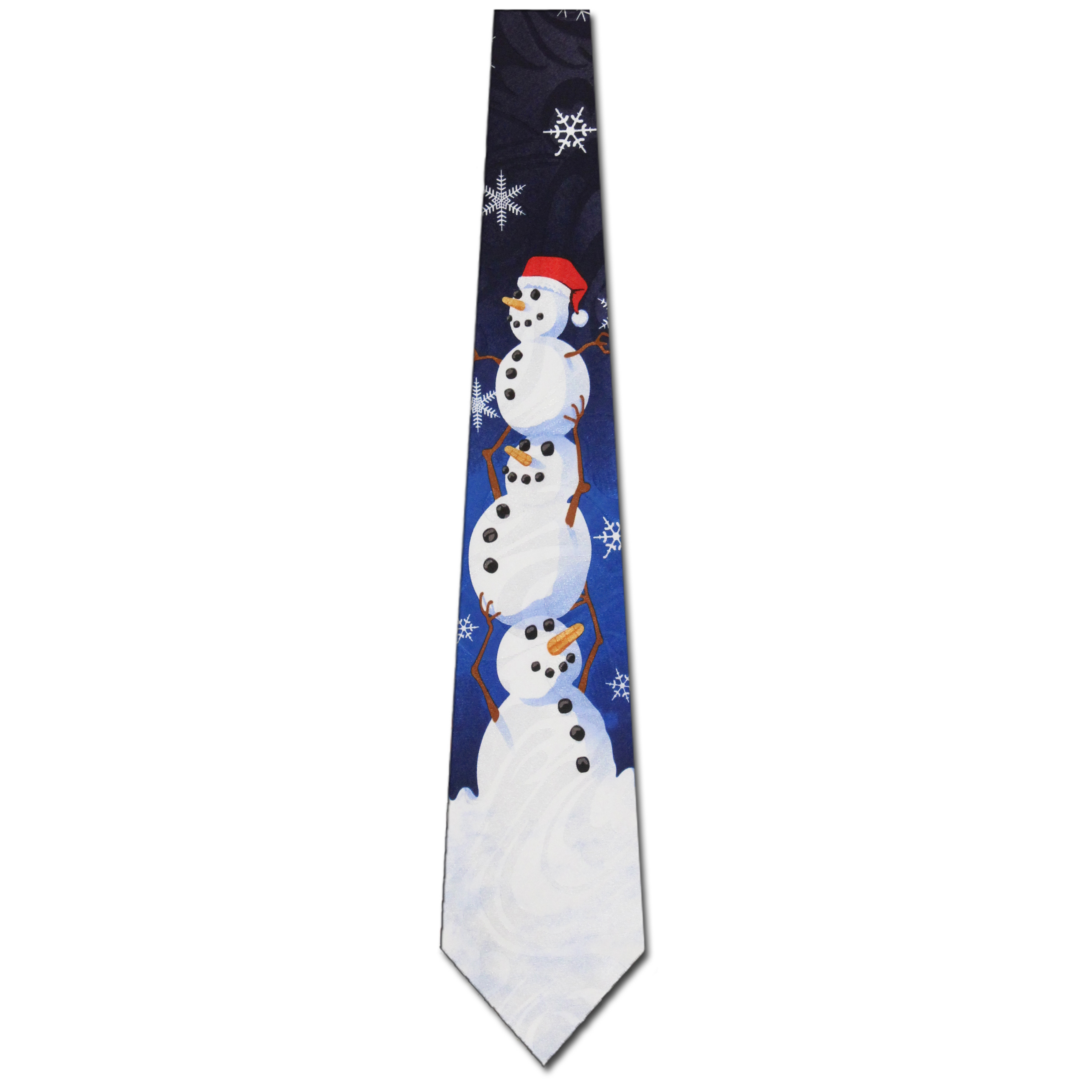 1790-102: Big Snowmen Ties Snow Winter Neckties Navy by Steven Harris at Abcties.com