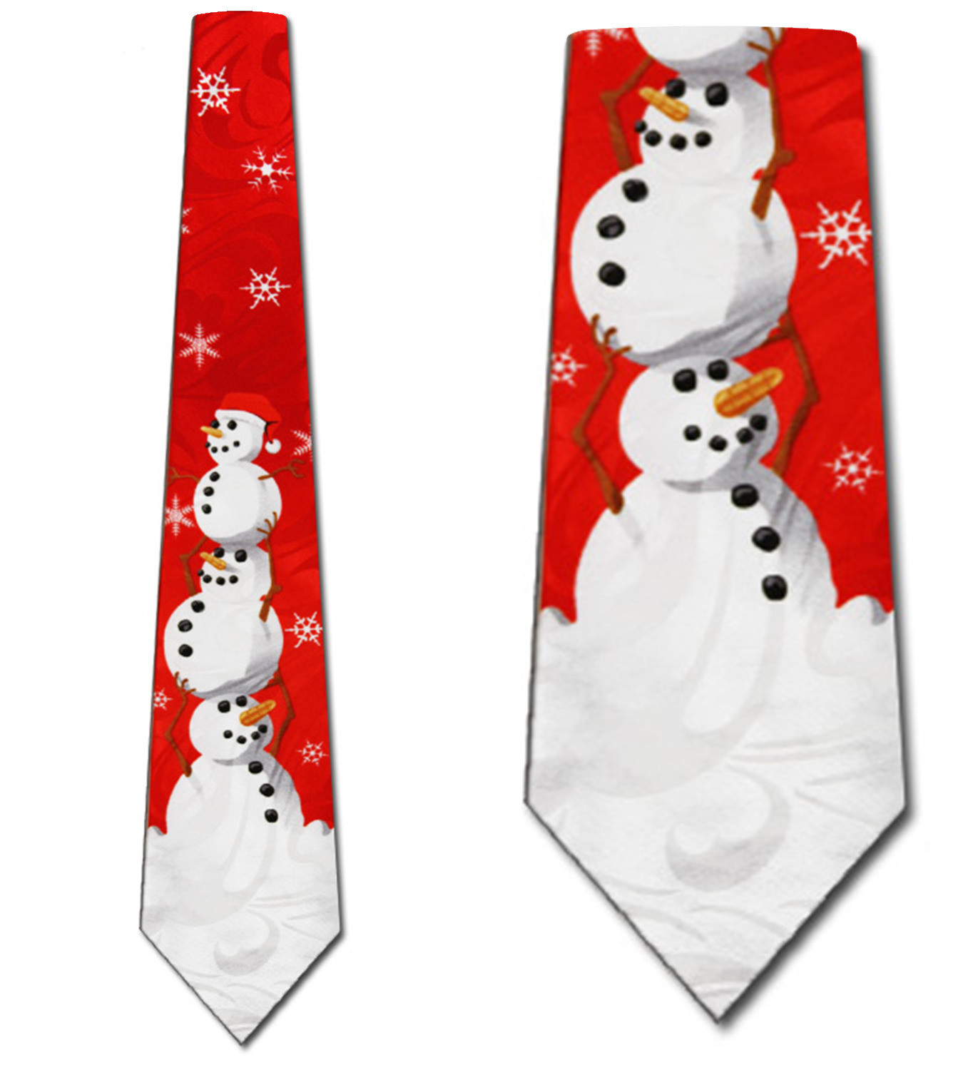 1790-104: Big Snowmen Ties Snow Winter Neckties Red by Steven Harris