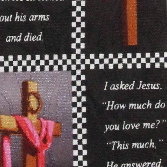 1795-100: Checkered Crucifixion Ties Jesus Cross Neckties Black by Steven Harris