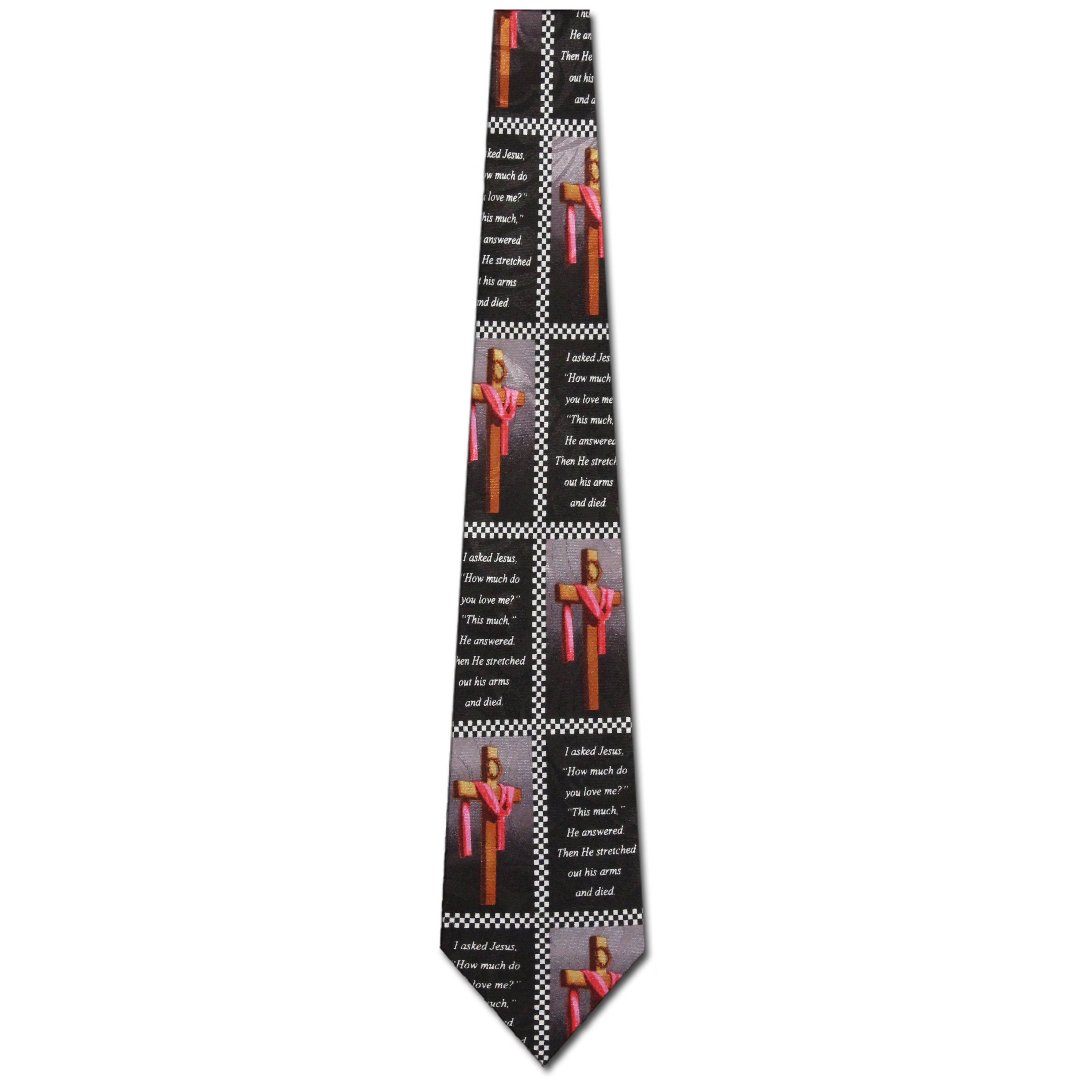 1795-100: Checkered Crucifixion Ties Jesus Cross Neckties Black by Steven Harris at Abcties.com