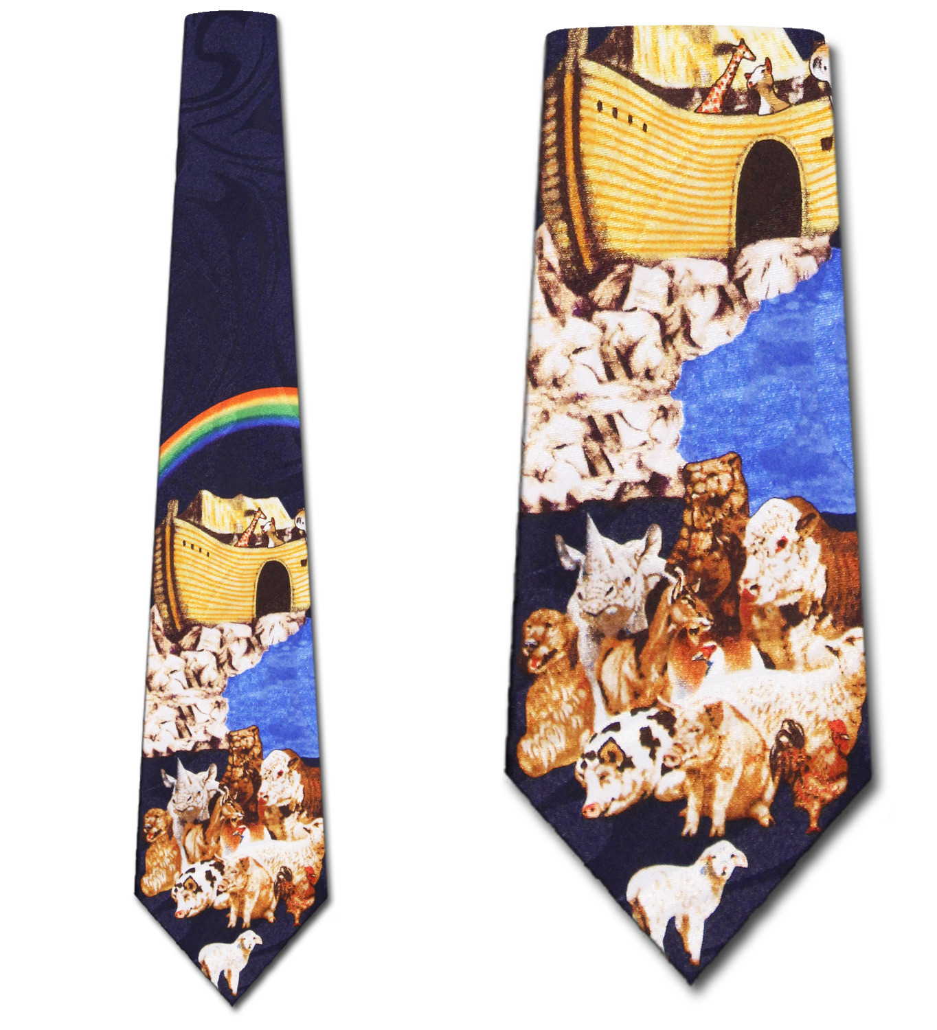 1803-2906: Noahs Ark Ties Bible Neckties Rainbow Navy by Steven Harris
