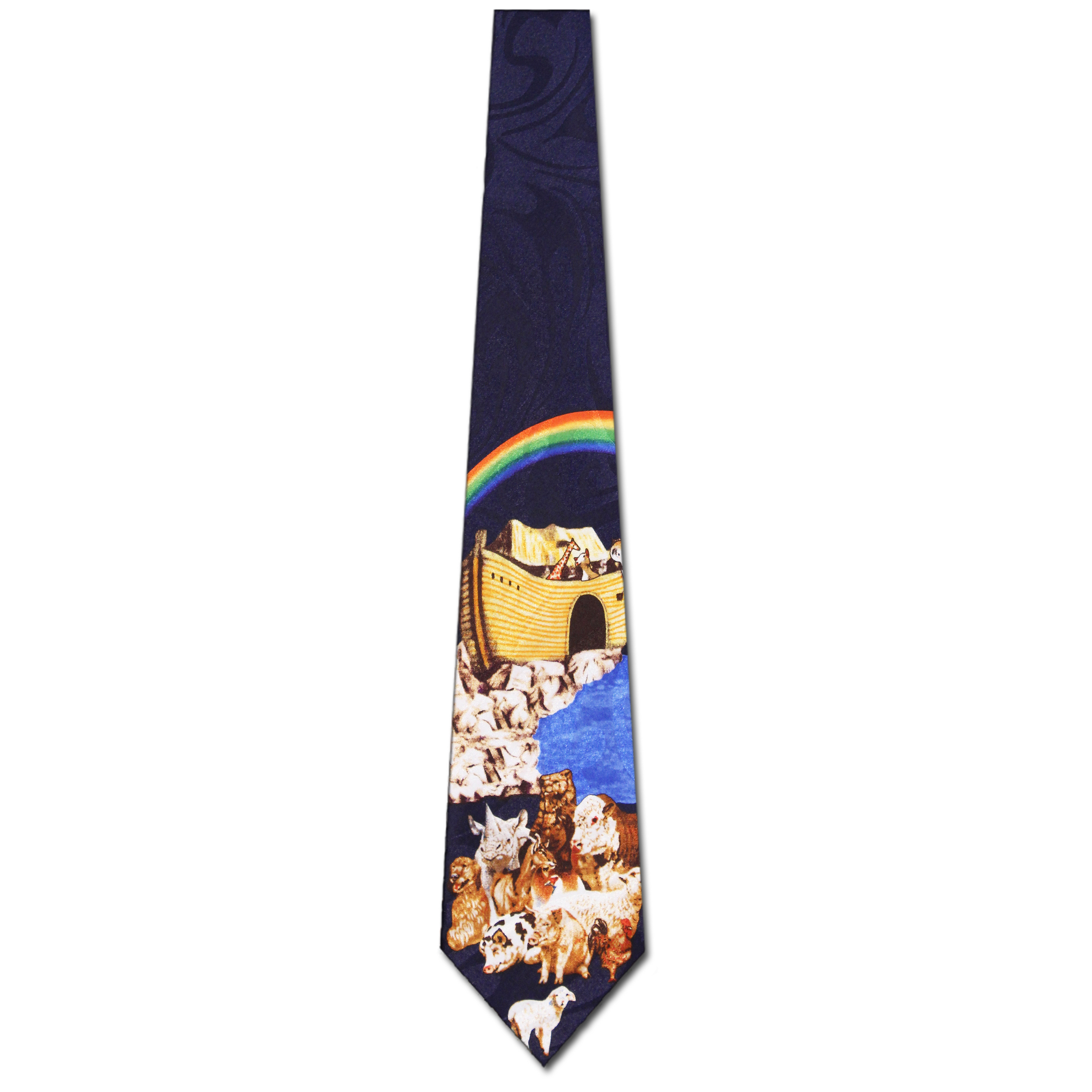 1803-2906: Noahs Ark Ties Bible Neckties Rainbow Navy by Steven Harris at Abcties.com