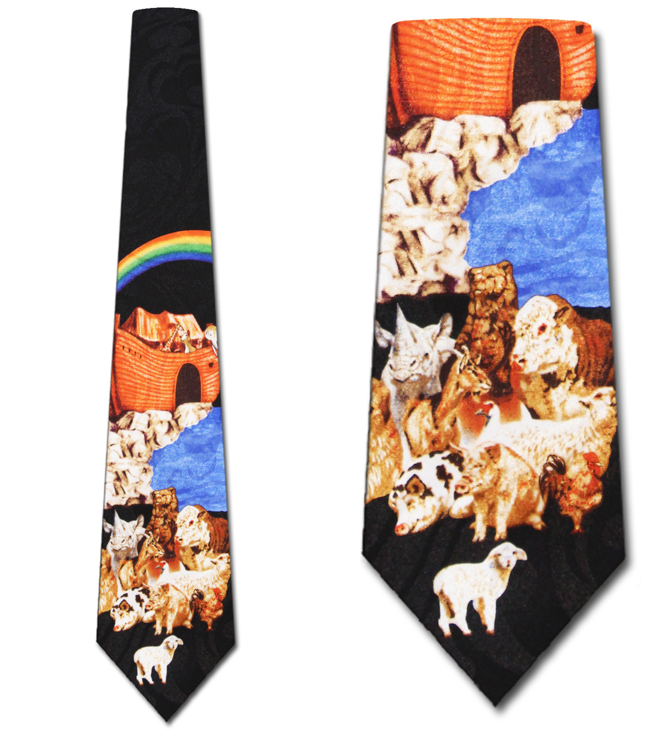 1803-2907: Noahs Ark Ties Bible Neckties Rainbow Black by Steven Harris