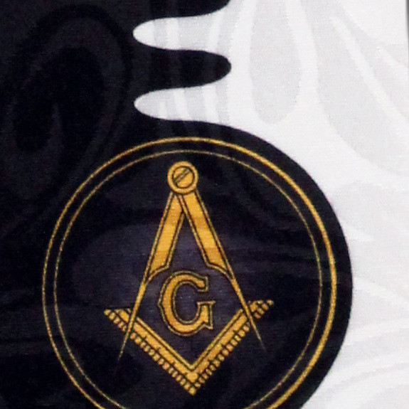 1810-100: Masons Necktie Black Split Compass Wave Ties by Steven Harris