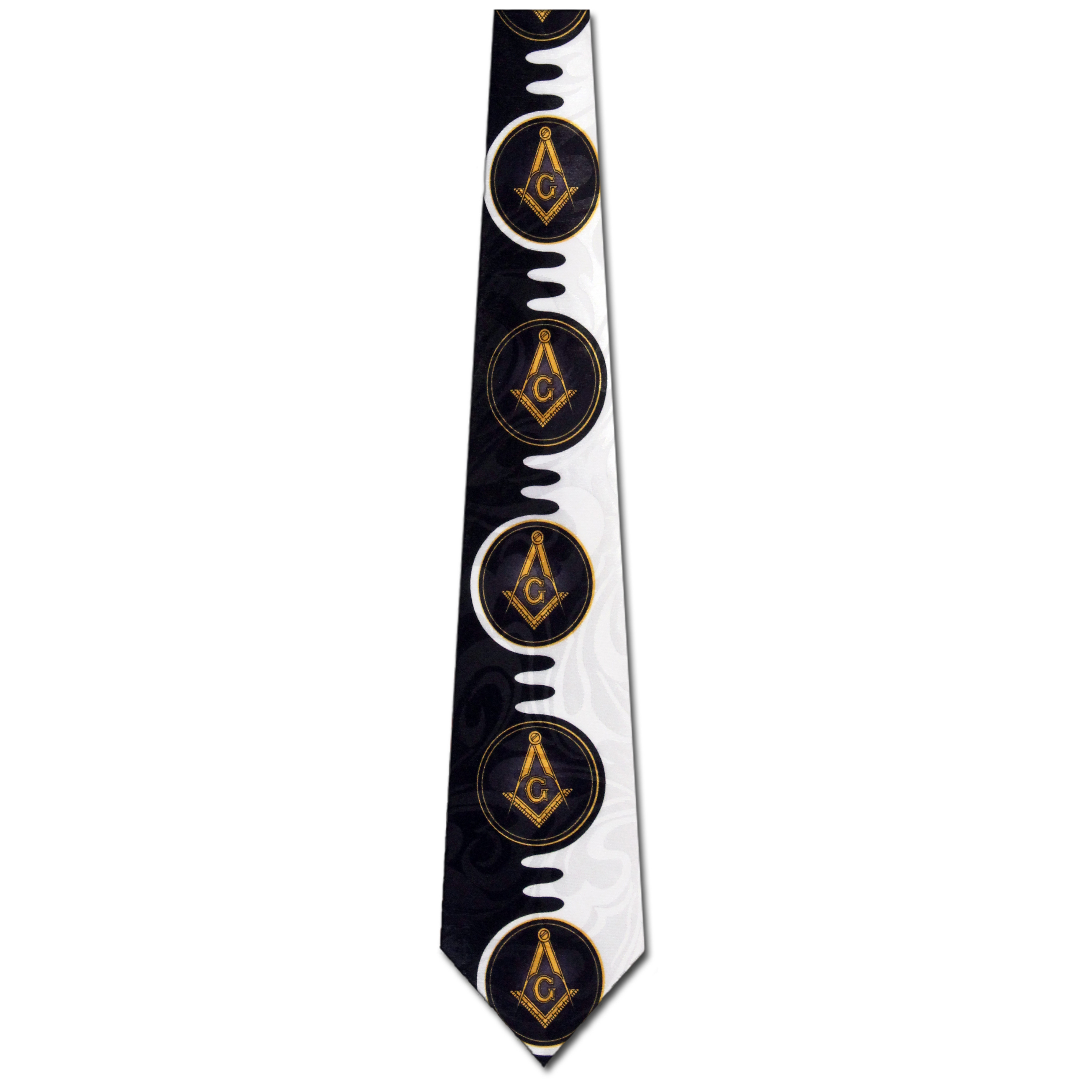 1810-100: Masons Necktie Black Split Compass Wave Ties by Steven Harris at Abcties.com