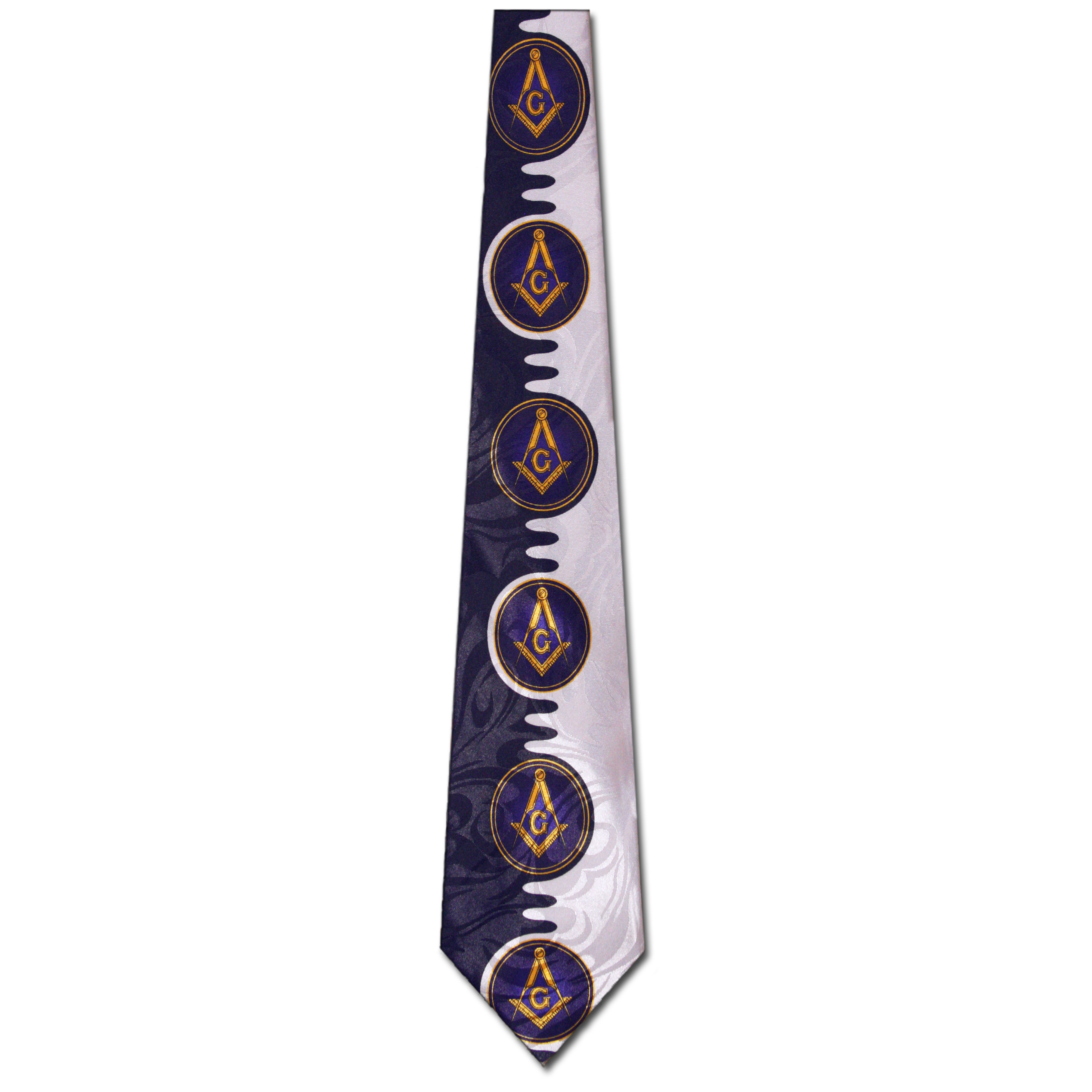 1810-102: Masons Necktie Navy Split Compass Wave Ties by Steven Harris at Abcties.com