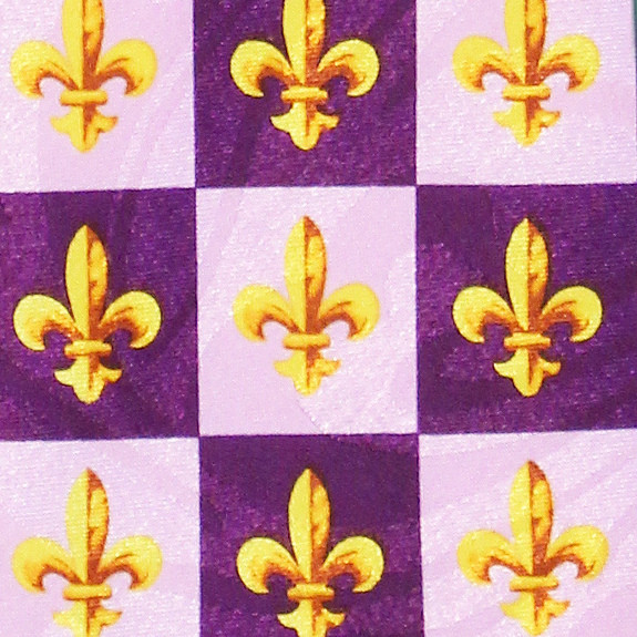 1814-100: Purple Checker Fleur De Lis Tie NOLA Neckties by Steven Harris