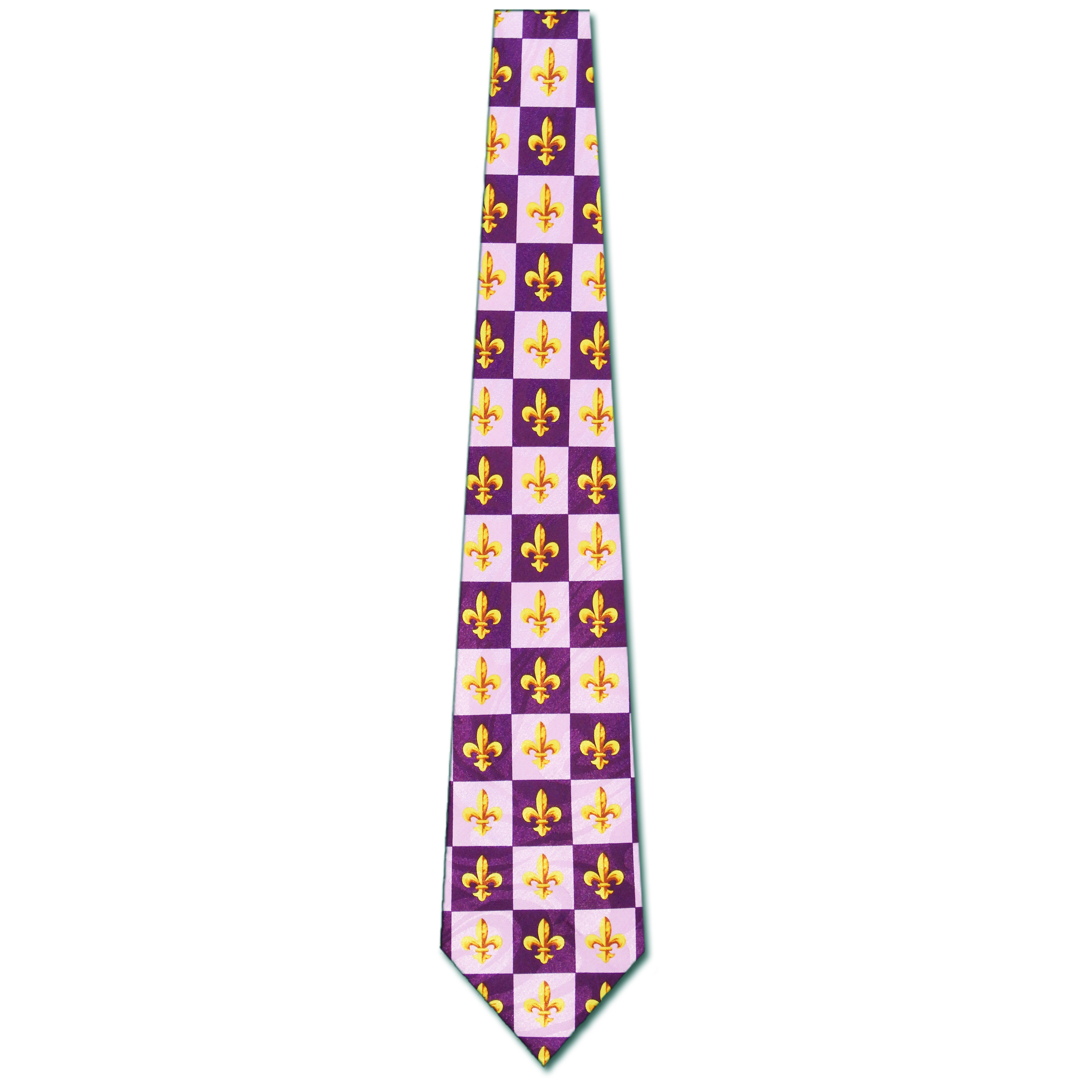 1814-100: Purple Checker Fleur De Lis Tie NOLA Neckties by Steven Harris at Abcties.com