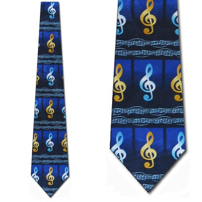 1827-102: Treble Clef Ties Navy Music Notes Necktie by Steven Harris