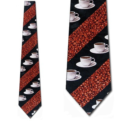 1829-100: Coffee Ties Striped Beans Necktie by Steven Harris