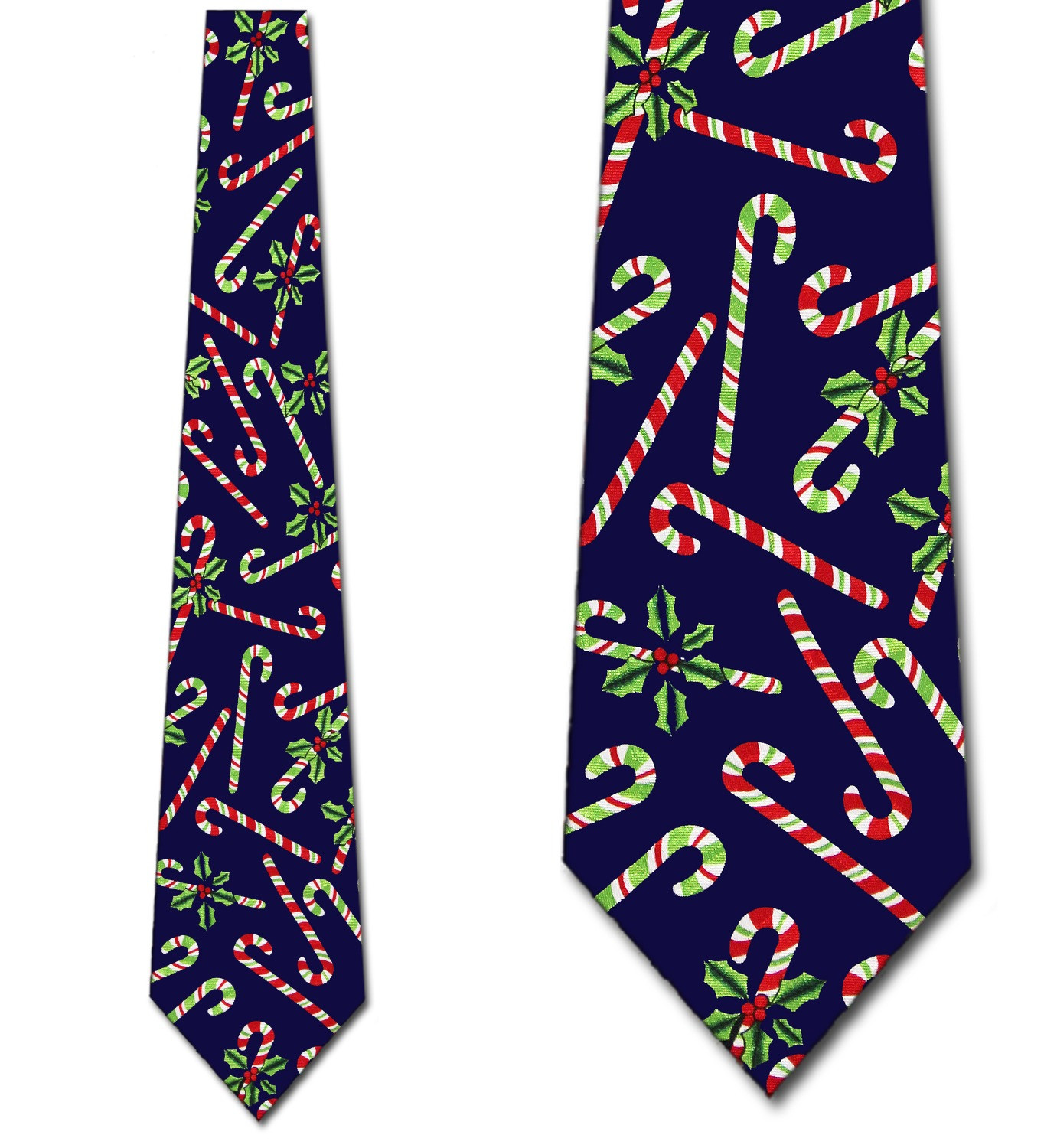 1832-102: Candy Canes Ties Christmas Neckties Navy by Steven Harris