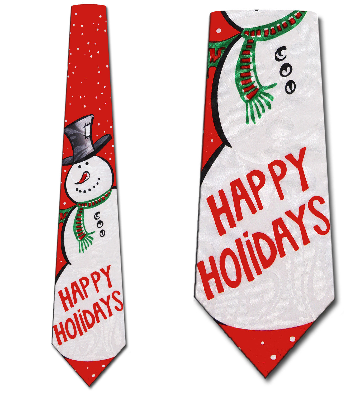 1836-100: Snowman Ties Happy Holidays Neckties Red by Steven Harris