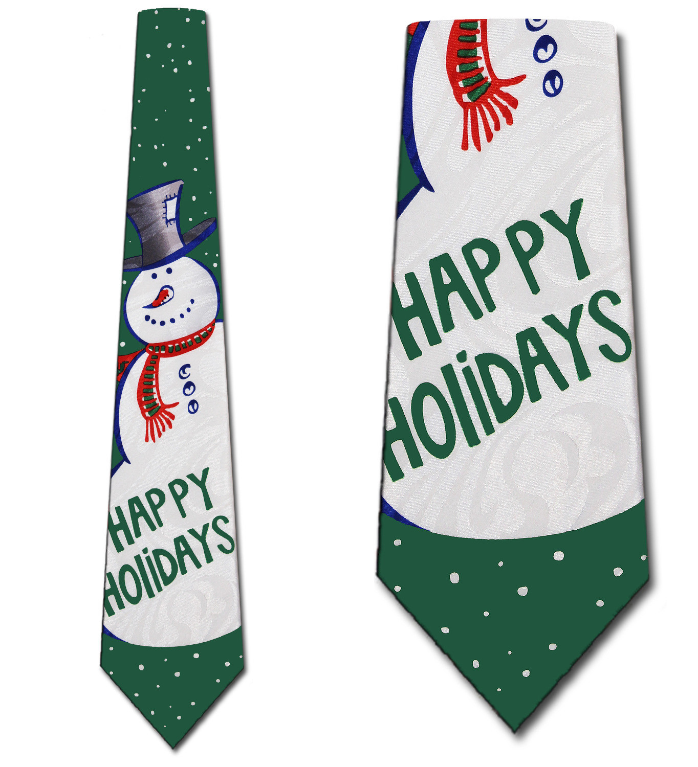 1836-102: Snowmen Ties Holiday Neckties Green by Steven Harris