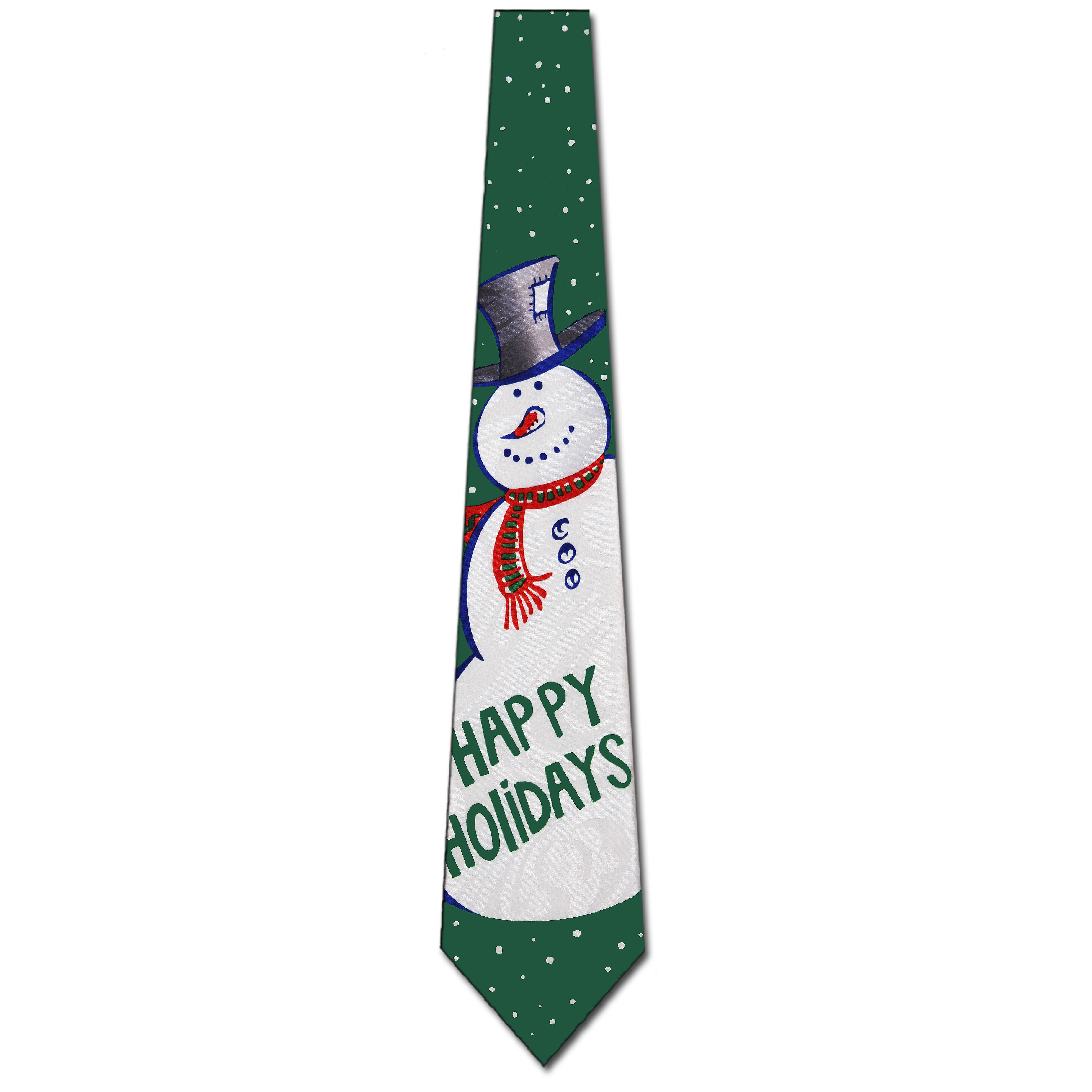 1836-102: Snowmen Ties Holiday Neckties Green by Steven Harris at Abcties.com