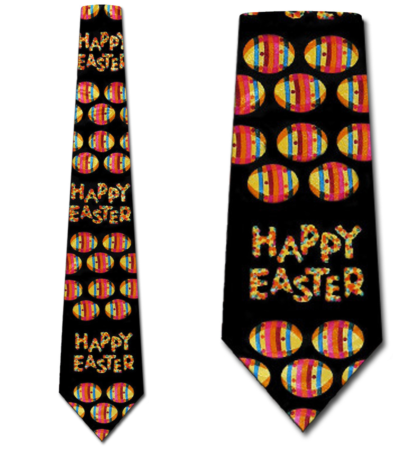 1840-100: Happy Easter Ties Easter Egg Neckties Black by Steven Harris