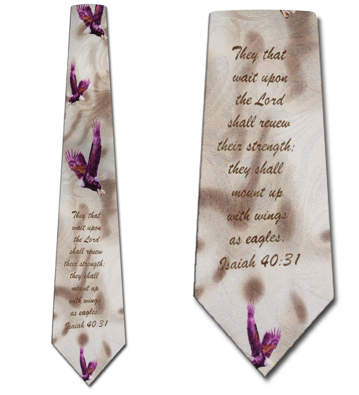 1847-100: Isaiah 40 31 Ties With Wings as Eagles Neckties Tan by Steven Harris