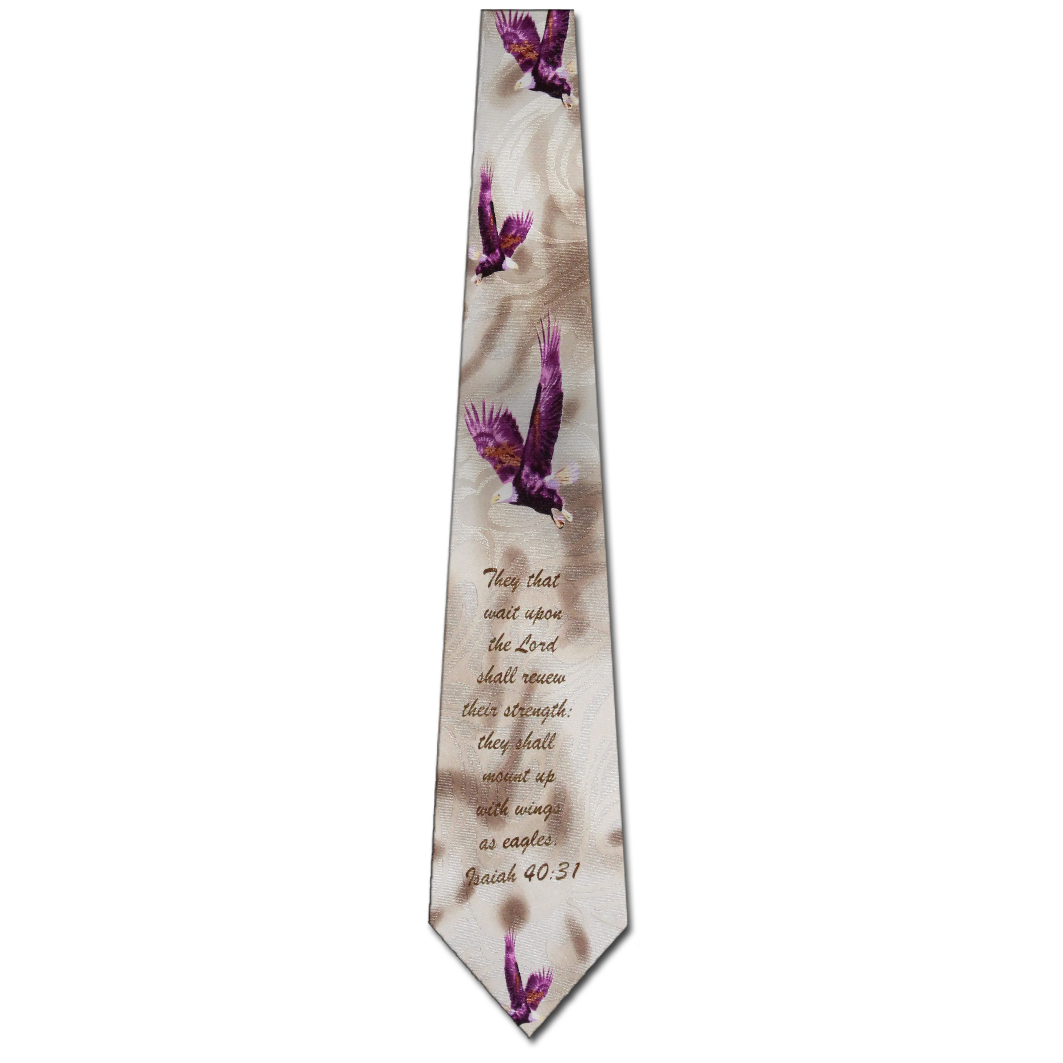 1847-100: Isaiah 40 31 Ties With Wings as Eagles Neckties Tan by Steven Harris at Abcties.com