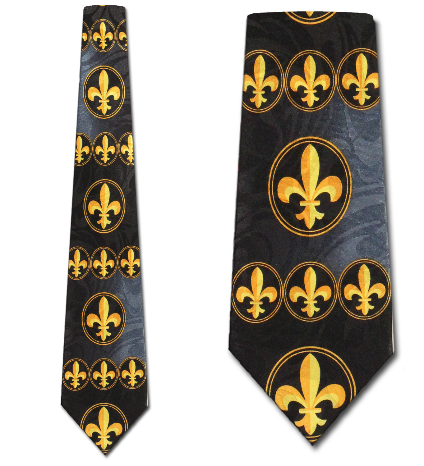 1854-100: New Orleans Ties Fleur De Lis Circles Neckties Black by Steven Harris