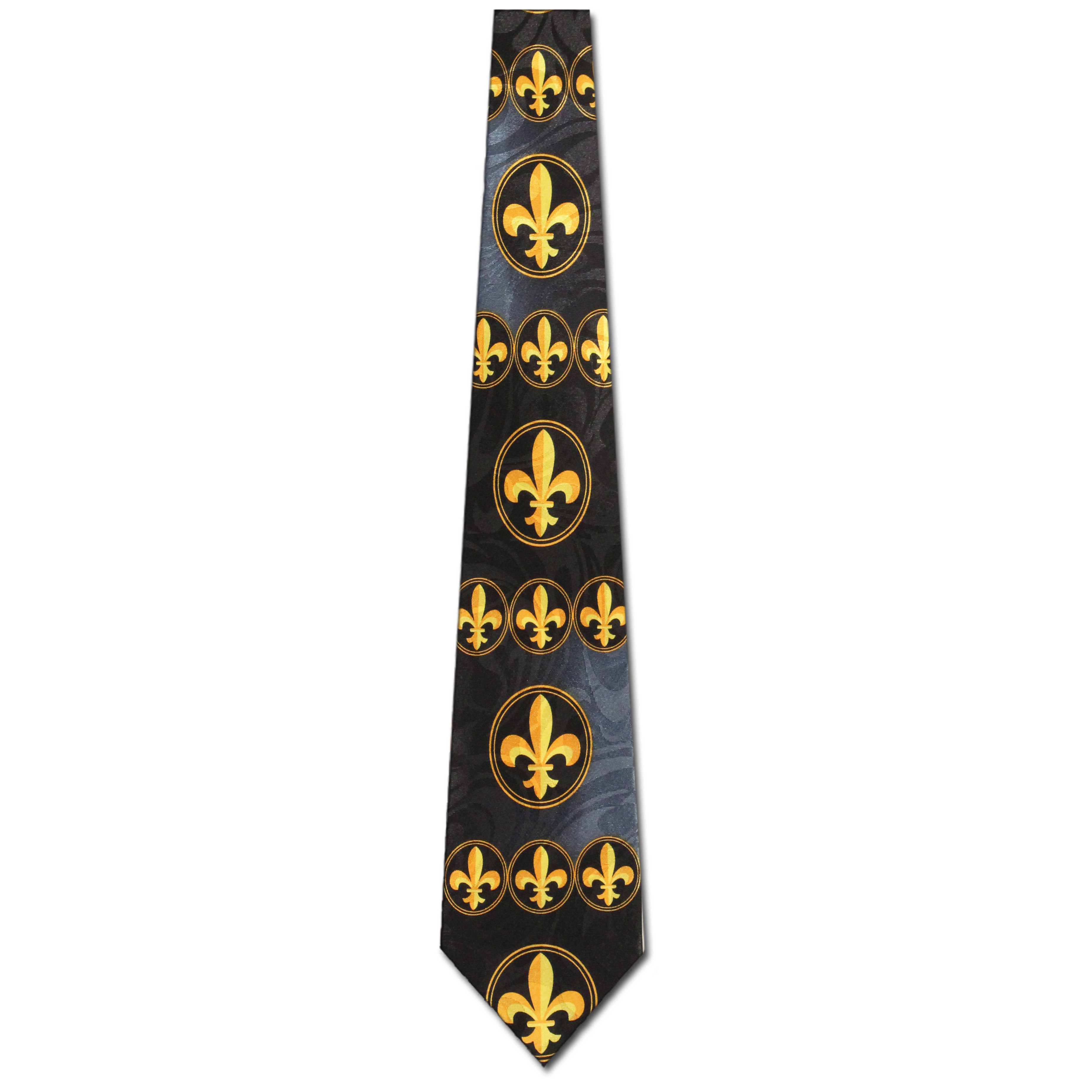 1854-100: New Orleans Ties Fleur De Lis Circles Neckties Black by Steven Harris at Abcties.com