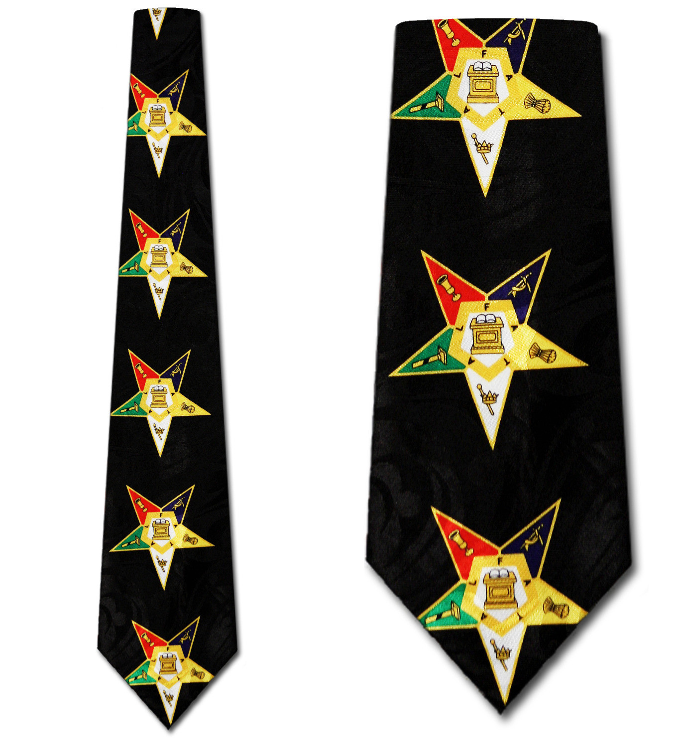 1859-100: Eastern Star Ties Black Order Eastern Stars Necktie by Steven Harris