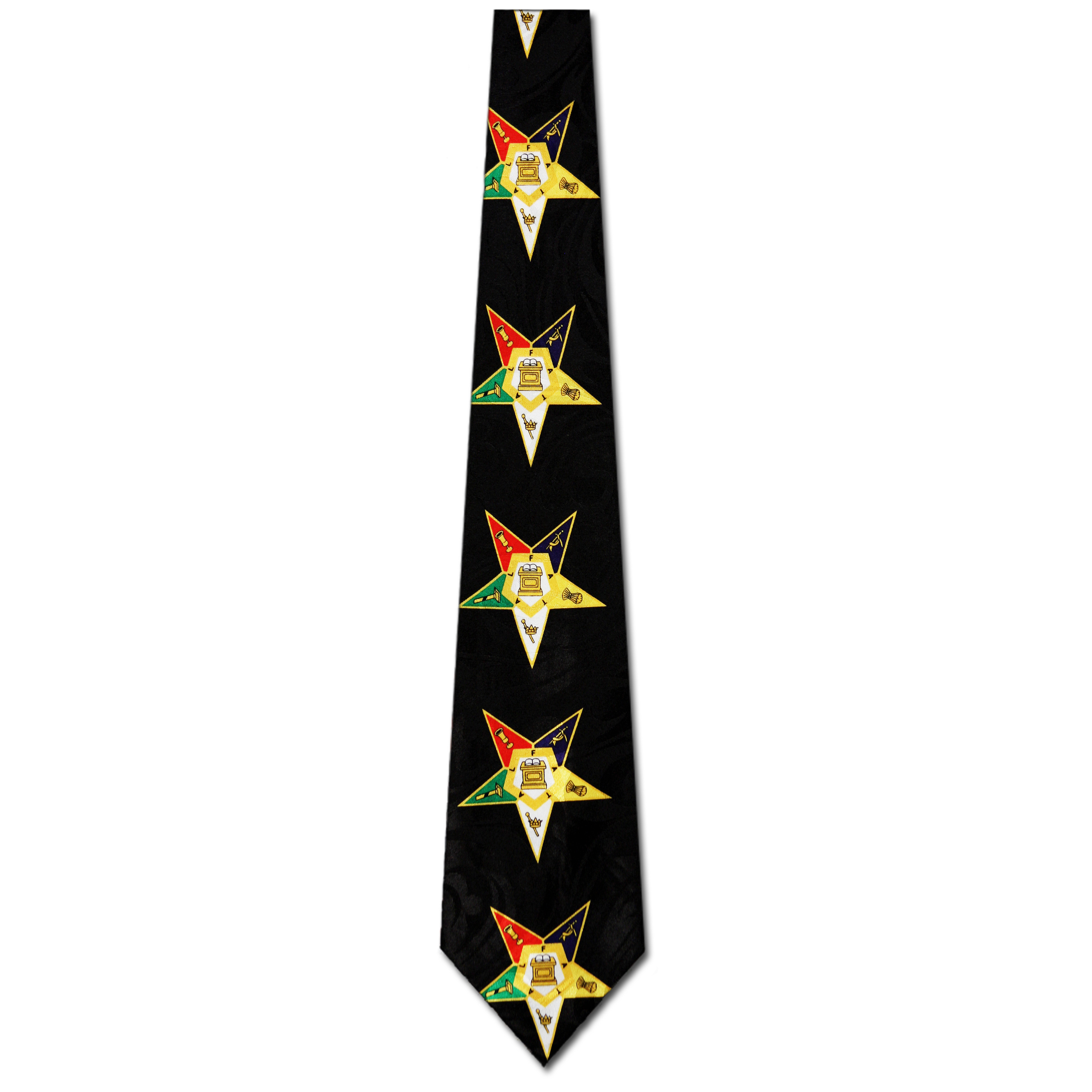 1859-100: Eastern Star Ties Black Order Eastern Stars Necktie by Steven Harris at Abcties.com