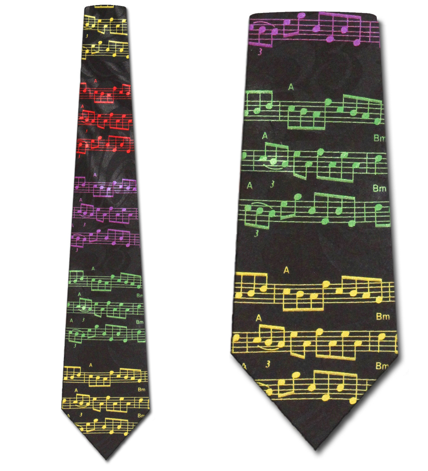 1860-100: Sheet Music Ties Notes Necktie Rainbow Black by Steven Harris at Abcties.com