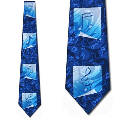 1865-100: Music Notes Panels Ties Musical Neckties Blue by Steven Harris at Abcties.com