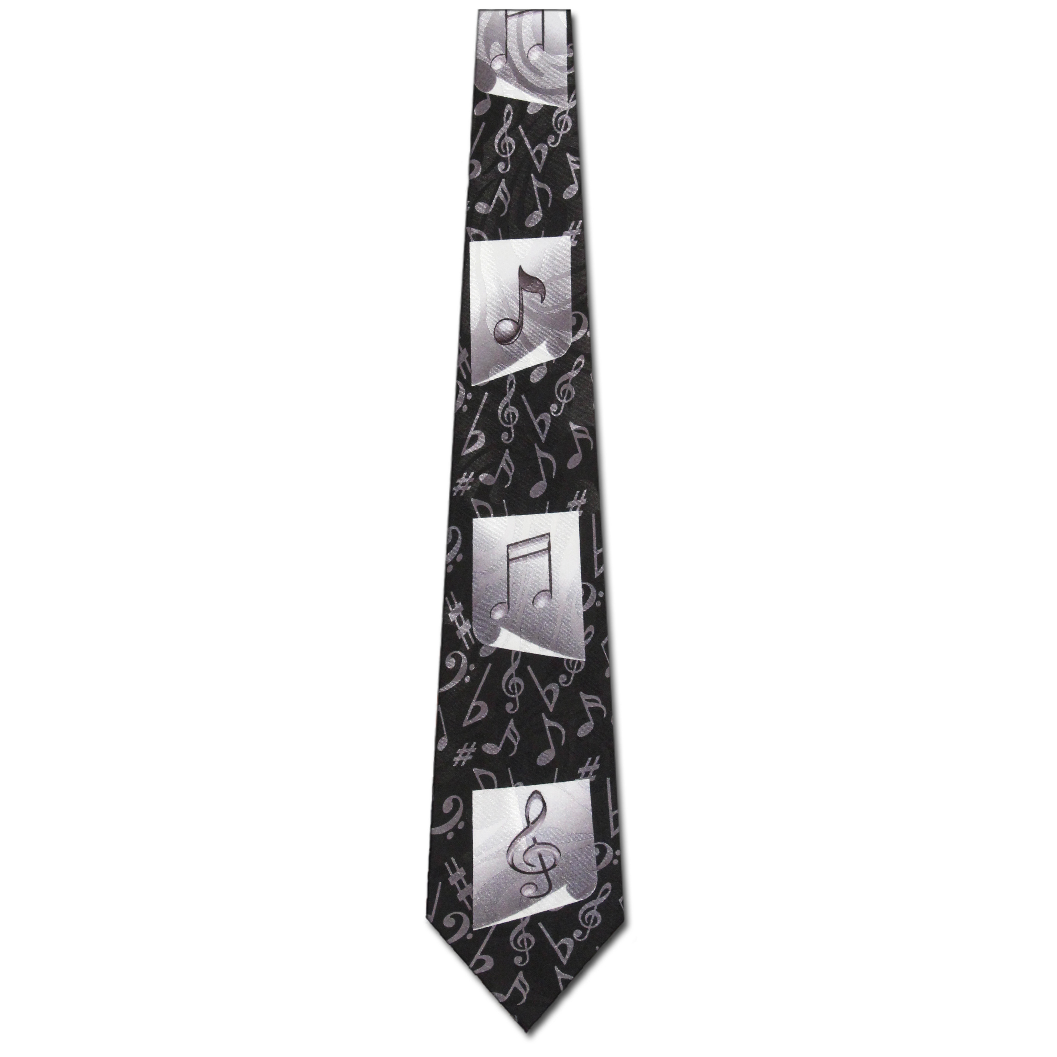 1865-102: Music Notes Panels Ties Musical Neckties Neckties Black by Steven Harris at Abcties.com