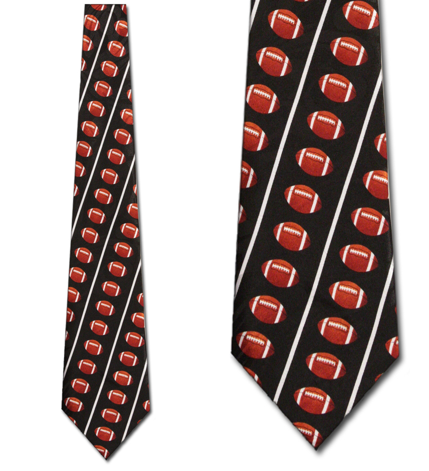 1873-100: Football Ties Diagonal Sports Neckties Black by Steven Harris
