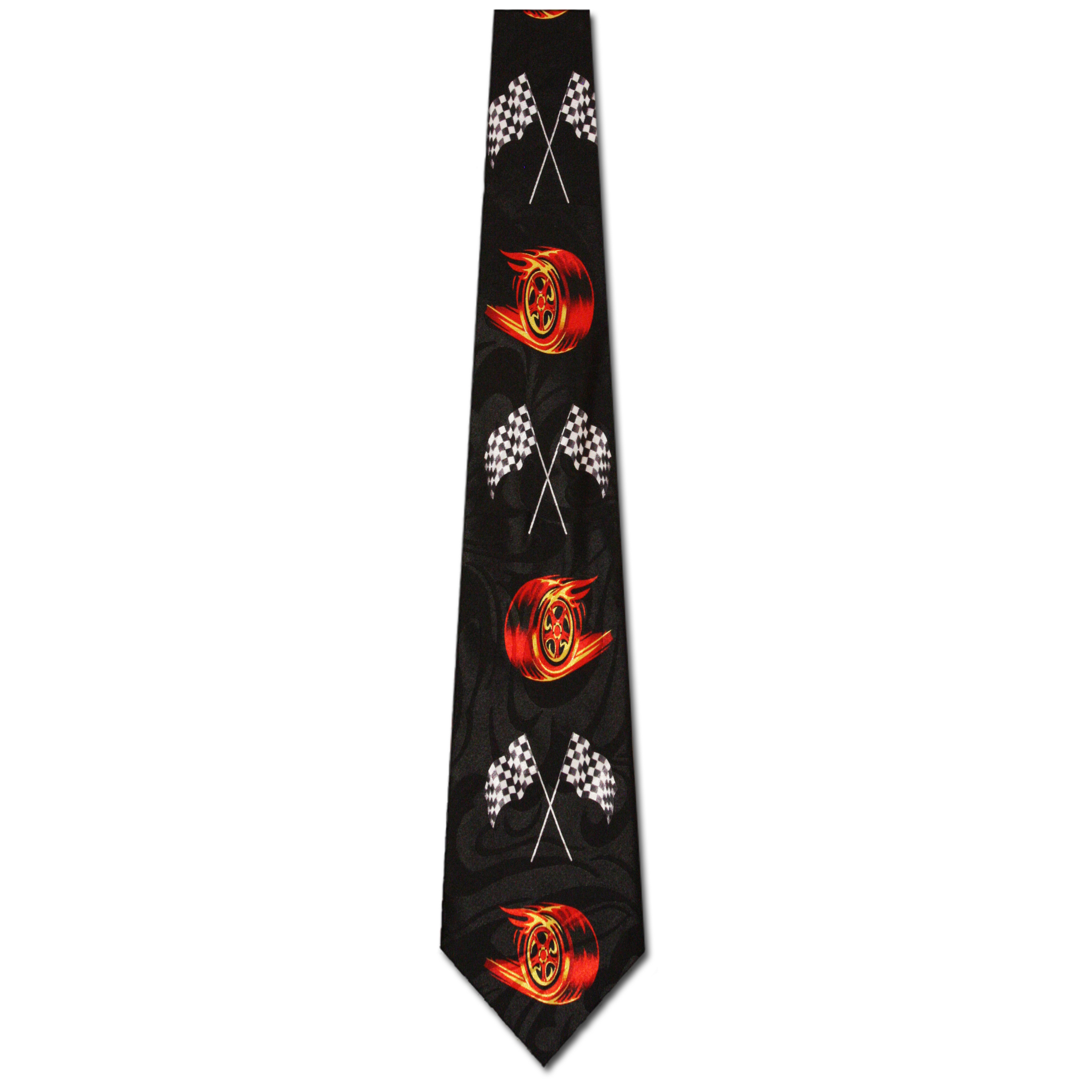 1878-100: Racing Flags Ties Flames Burn Out Neckties Black by Steven Harris at Abcties.com