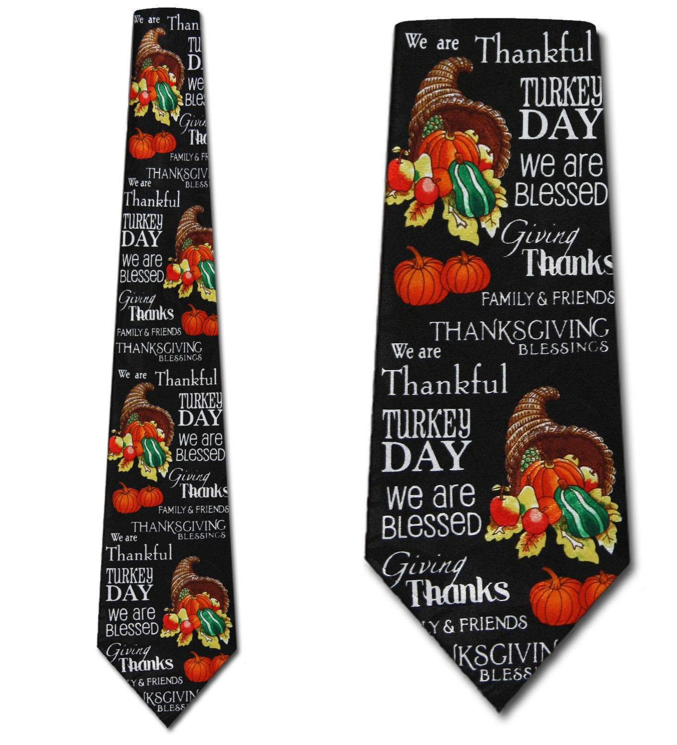 1883-100: Thankful and Blessed Ties Inspirational Thanksgiving Neckties Black by Steven Harris