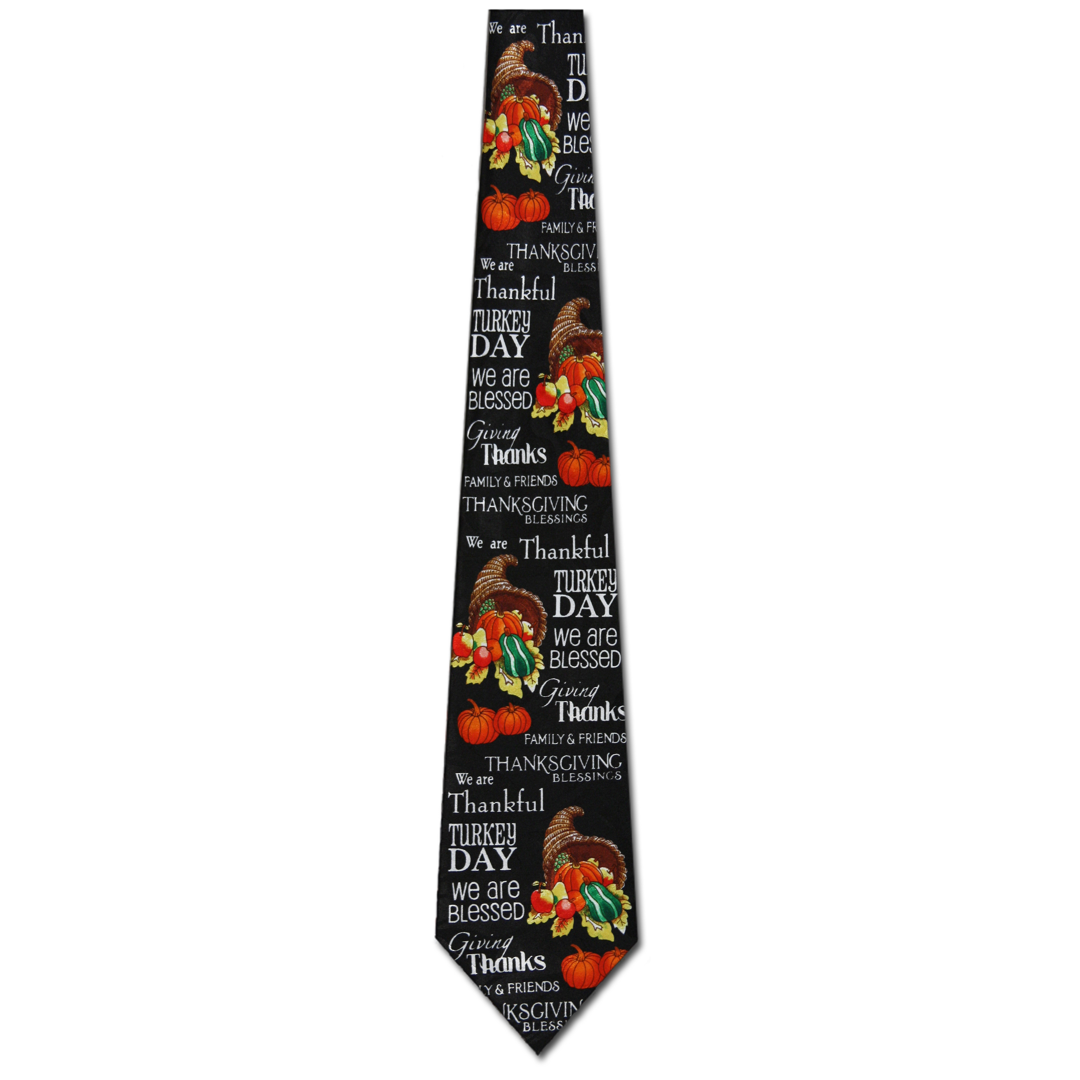 1883-100: Thankful and Blessed Ties Inspirational Thanksgiving Neckties Black by Steven Harris at Abcties.com