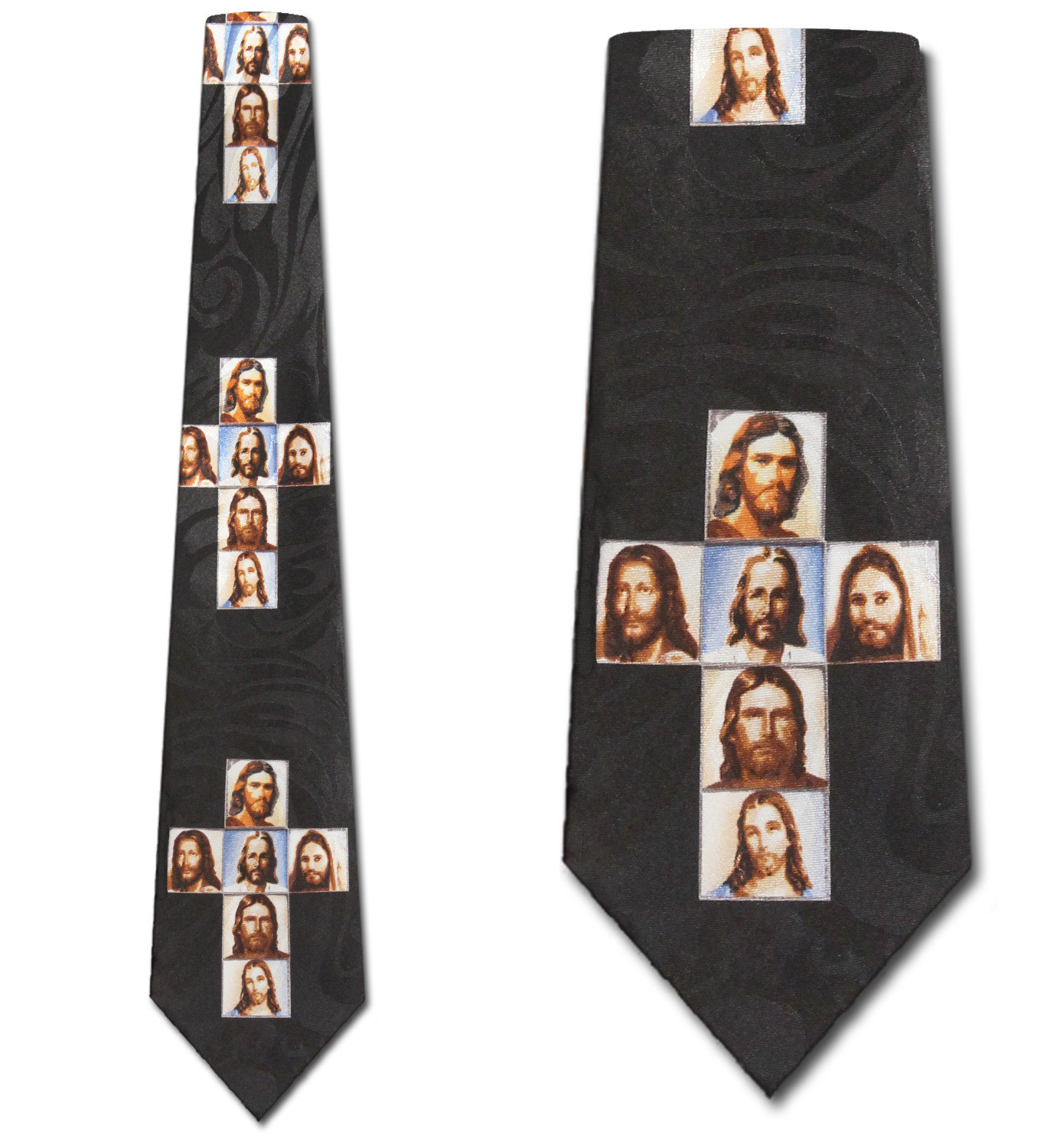 1891-100: Images of Jesus Ties Christian Crosses Neckties Black by Steven Harris