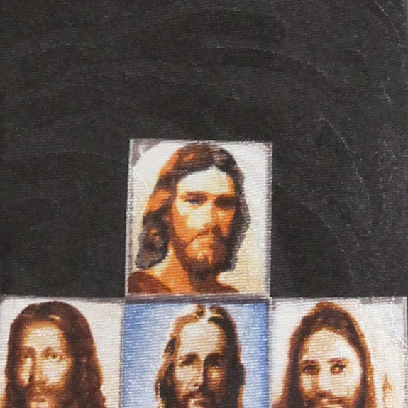 1891-100: Images of Jesus Ties Christian Crosses Neckties Black by Steven Harris